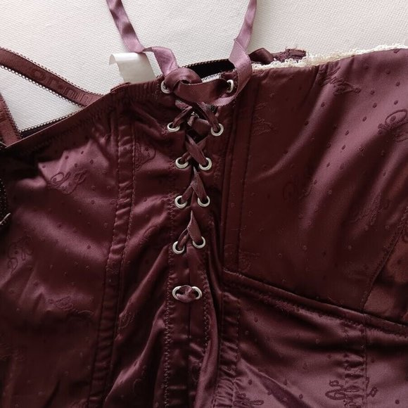 LIU JO underwear Dona Bustino Maroon Wine Full logo Stretch Women's size 4/ IV - Picture 7 of 12